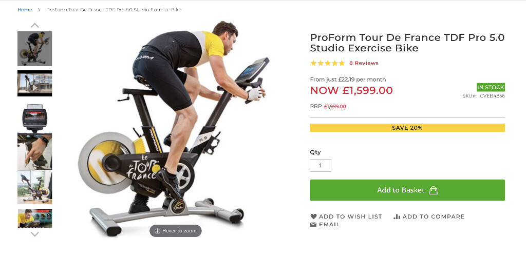 proform tour de france tdf pro 5.0 studio exercise bike